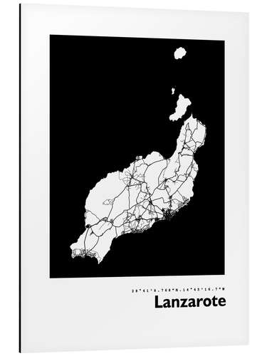 Tableau en aluminium Lanzarote map