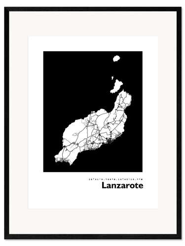 Kunsttryk i ramme Lanzarote map