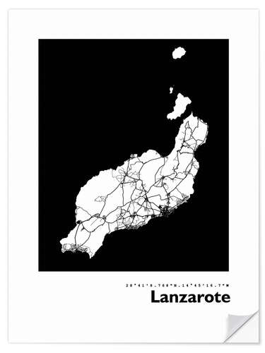 Vinilo para la pared Lanzarote map