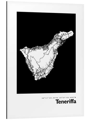 Tableau en aluminium Tenerife map