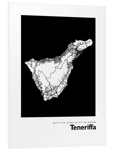 Print på skumplade Tenerife map