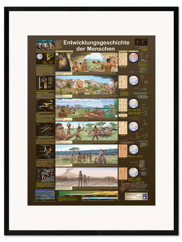 Gerahmter Kunstdruck Entwicklungsgeschichte der Menschen
