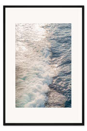 Gerahmter Kunstdruck Wellen bei Sonnenuntergang II