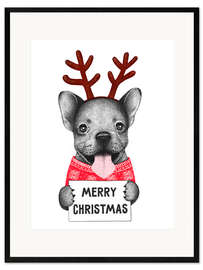 Impression artistique encadrée Merry Christmas - christmas dog