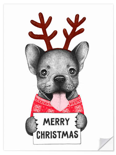 Sticker mural Merry Christmas - christmas dog