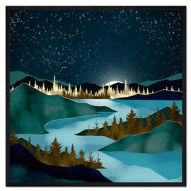 Gerahmter Kunstdruck Herbstliche Flussnacht