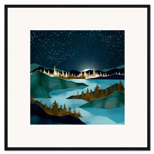 Ingelijste kunstdruk Autumn River Night