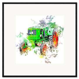 Kunsttryk i ramme Vintage Deutz tractor