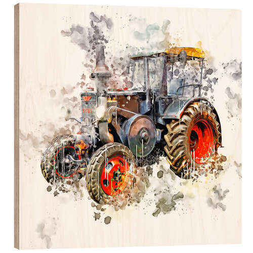 Holzbild Oldtimer-Traktor Ursus