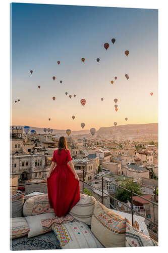 Akrylglastavla Sunrise with hot air balloons in Cappadocia