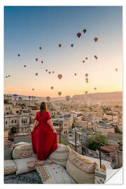 Vinilo para la pared Sunrise with hot air balloons in Cappadocia