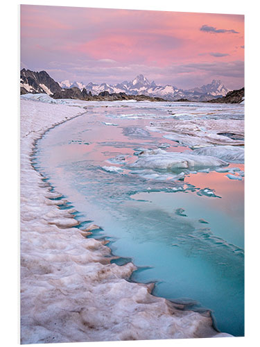 PVC print Sunrise at the ice lagoon in the Swiss Alps