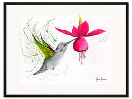 Gerahmter Kunstdruck Frühlingsgarten Kolibri