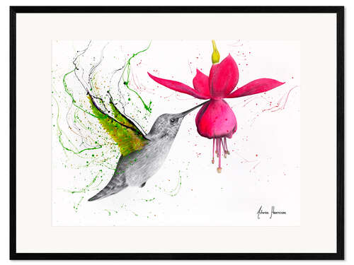 Gerahmter Kunstdruck Frühlingsgarten Kolibri