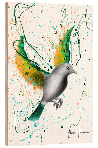 Quadro de madeira Emerald Elegance Bird