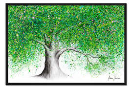 Gerahmter Kunstdruck Grüner Blütenbaum