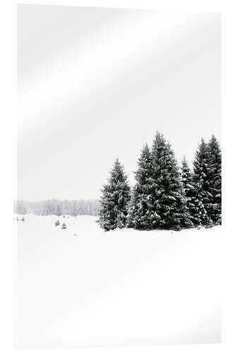 Akrylbilde White snow and winter landscape