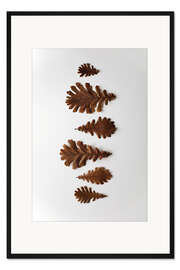 Gerahmter Kunstdruck Eichen Blatt in braun