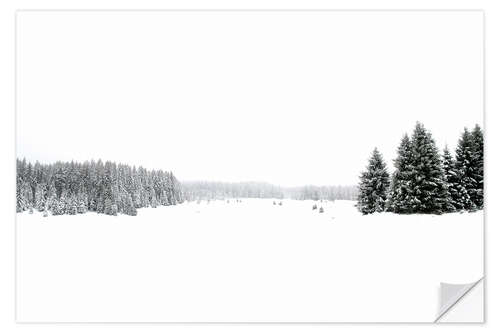 Selvklæbende plakat White, white snow and winter landscape