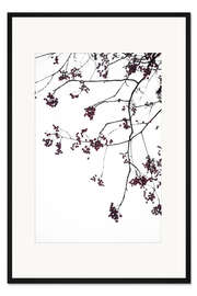 Gerahmter Kunstdruck Zarte Winter Zweige am weißen Himmel