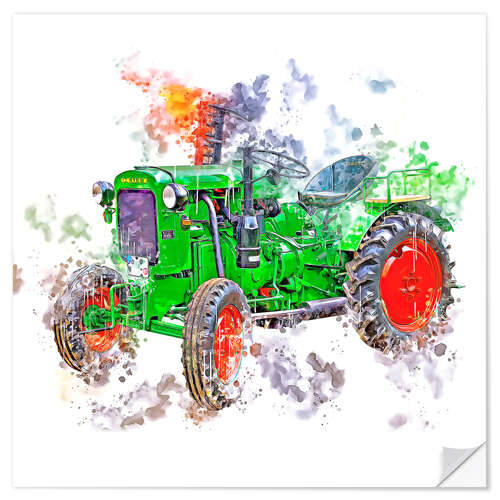 Selvklæbende plakat Vintage Deutz tractor