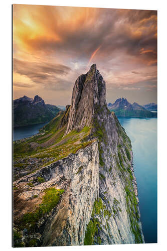 Gallery print Rainbow in the burning sky over Mount Segla