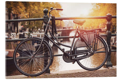 Cuadro de metacrilato Old bicycle in Amsterdam at sunset