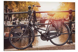 Magnettafel Altes Fahrrad in Amsterdam bei Sonnenuntergang