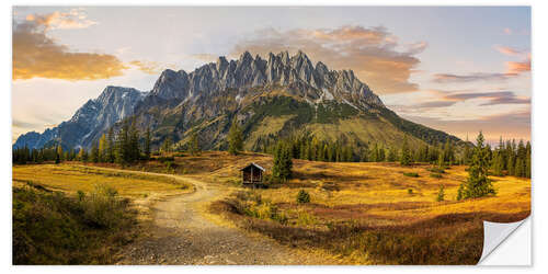 Naklejka na ścianę Alpine hut in autumn in the Alps