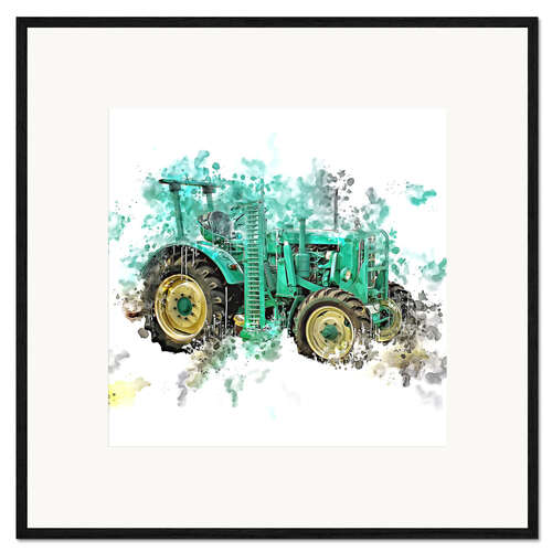 Inramat konsttryck Vintage tractor MAN