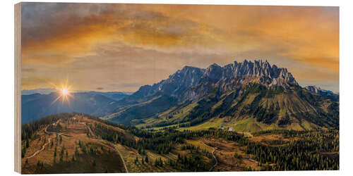 Stampa su legno Hochkönig in autumn, Alps