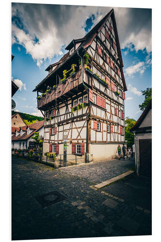 Foam board print Half-timbered house with blue sky