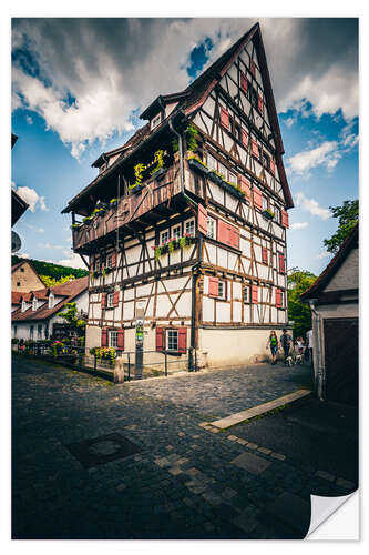 Selvklæbende plakat Half-timbered house with blue sky