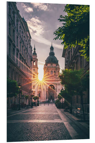 Print på skumplade St. Stephen's Basilica - sunrise with sun star