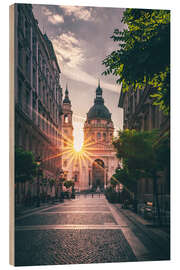 Quadro de madeira St. Stephen&#039;s Basilica - sunrise with sun star