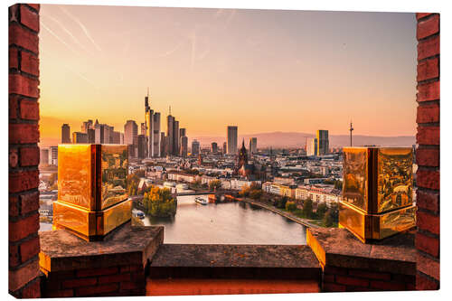 Canvas-taulu Frankfurt from above, sunset on the Main