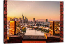 Quadro em plexi-alumínio Frankfurt from above, sunset on the Main