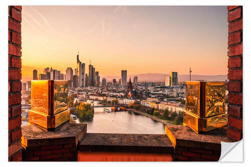 Sticker mural Frankfurt from above, sunset on the Main