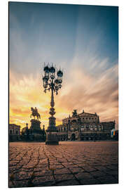 Magnettafel Semperoper Dresden mit Lampe und Reiter im Sonnenuntergang