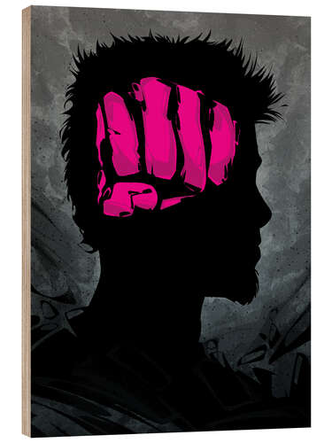 Wood print Fight Club Fist Brain
