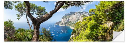 Selvklebende plakat Panorama of the island of Capri