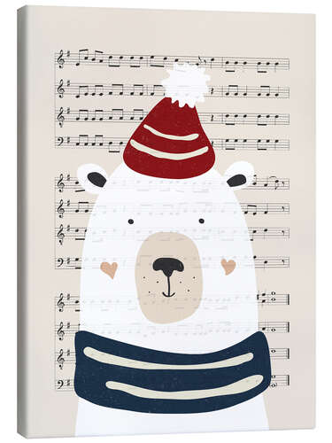 Quadro em tela Christmas music  bear