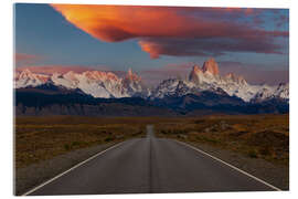 Akrylbilde Red clouds over Fitz Roy in Patagonia