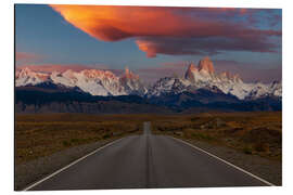 Alubild Rote Wolken über Fitz Roy in Patagonien