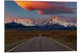 Gallery Print Rote Wolken über Fitz Roy in Patagonien