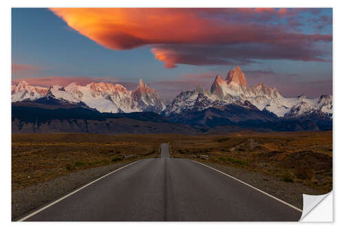 Wall sticker Red clouds over Fitz Roy in Patagonia