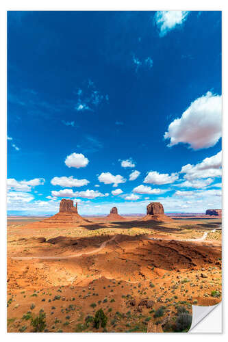 Selvklæbende plakat Blue sky over Monument Valley III