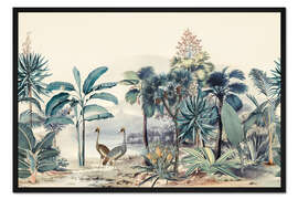 Gerahmter Kunstdruck Paradiesinselkraniche