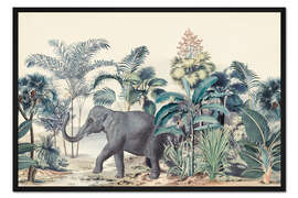 Gerahmter Kunstdruck Paradiesinsel Elefant