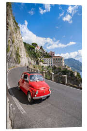 Galleriprint With a red classic car along the Amalfi Coast